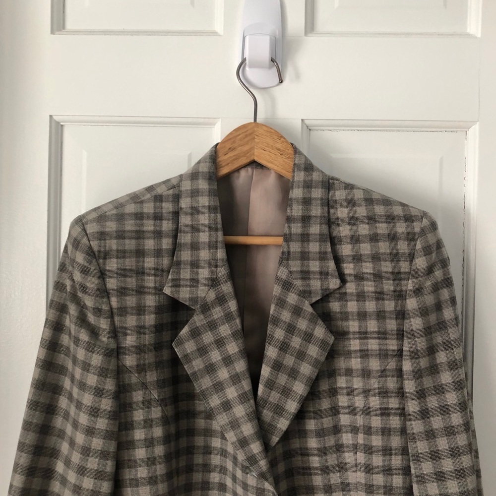 Vintage gingham gray blazer